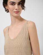 Beige knit T-shirt with straps
