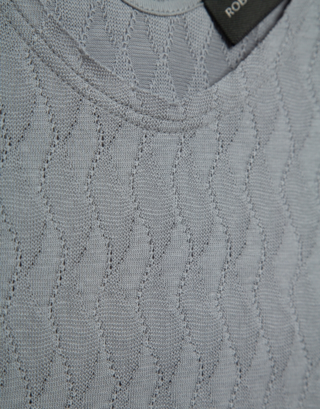 "Gray knit T-shirt with straps