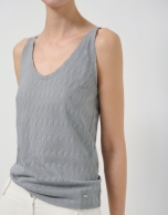 "Gray knit T-shirt with straps