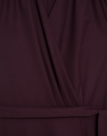 Burgundy short-sleeved wrap midi dress