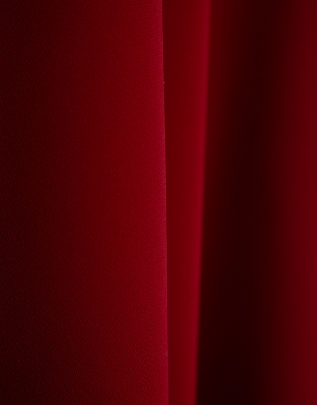 Red crepe halterneck midi dress