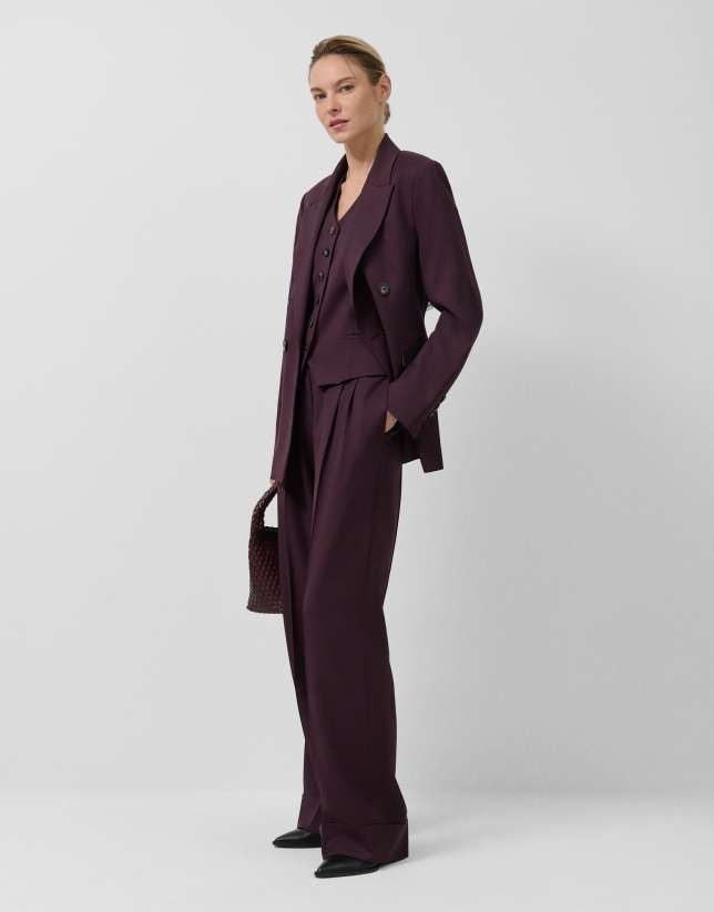 Men's burgundy wool tailored vest