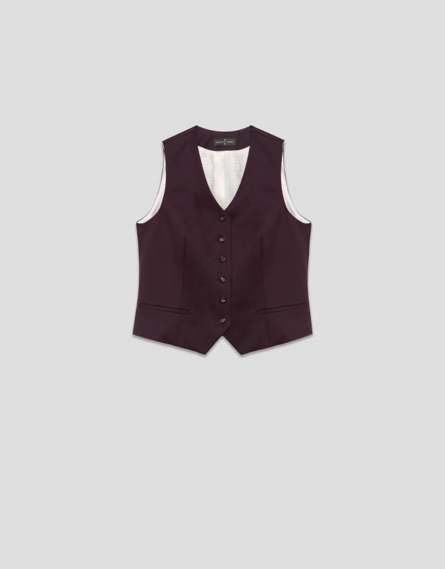 Men's burgundy wool tailored vest