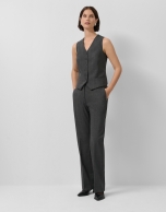 Men's tailored waistcoat in medium grey Welsh plaid