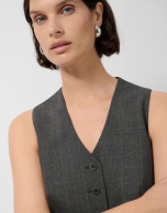 Men's tailored waistcoat in medium grey Welsh plaid