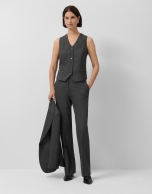 Men's tailored waistcoat in medium grey Welsh plaid