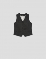 Chaleco sastre masculino cuadro gales gris medio