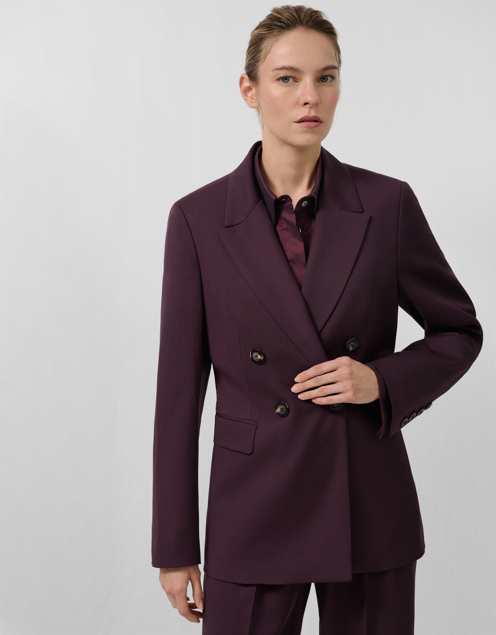 Blazer cruzada lana burdeos