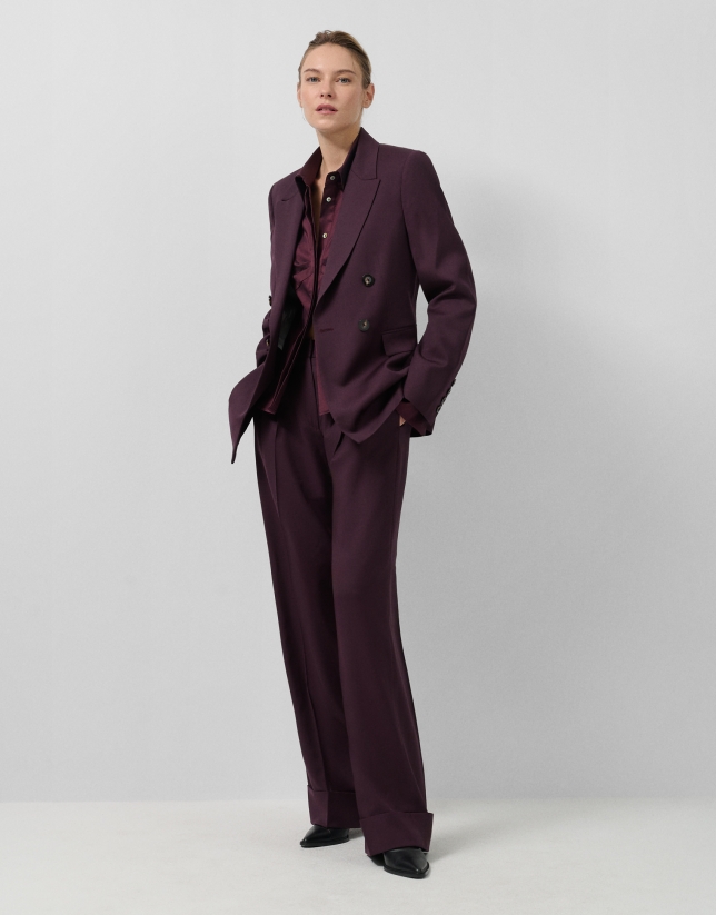Blazer cruzada lana burdeos