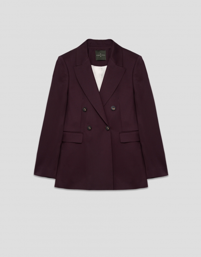 Blazer cruzada lana burdeos