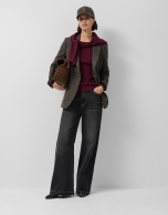 Blazer un botón lana Shetland espiga marrón