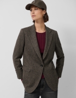 Blazer un botón lana Shetland espiga marrón