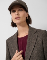 Blazer un botón lana Shetland espiga marrón