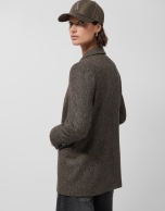 Blazer un botón lana Shetland espiga marrón
