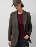 Blazer un botón lana Shetland espiga marrón
