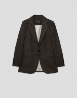 Blazer un botón lana Shetland espiga marrón