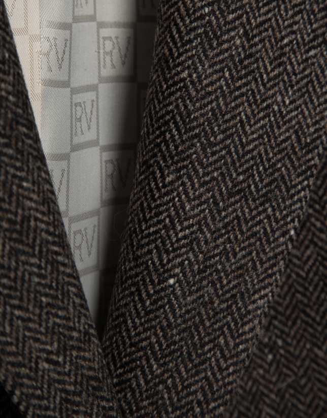 Blazer un botón lana Shetland espiga marrón