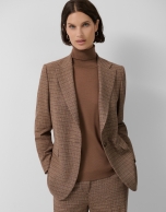 Camel check one-button blazer