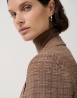 Camel check one-button blazer