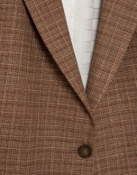 Camel check one-button blazer