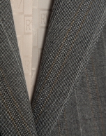 Blazer un botón gris espiga con perfil cámel
