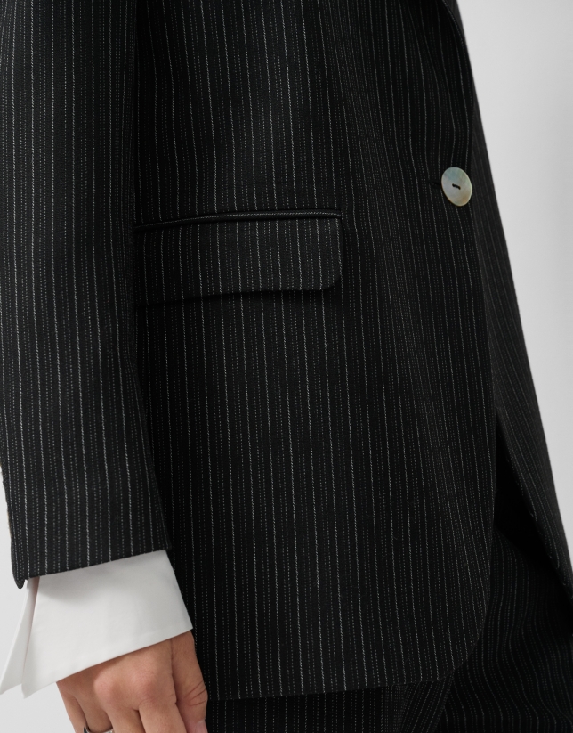Blazer un botón raya diplomática negro