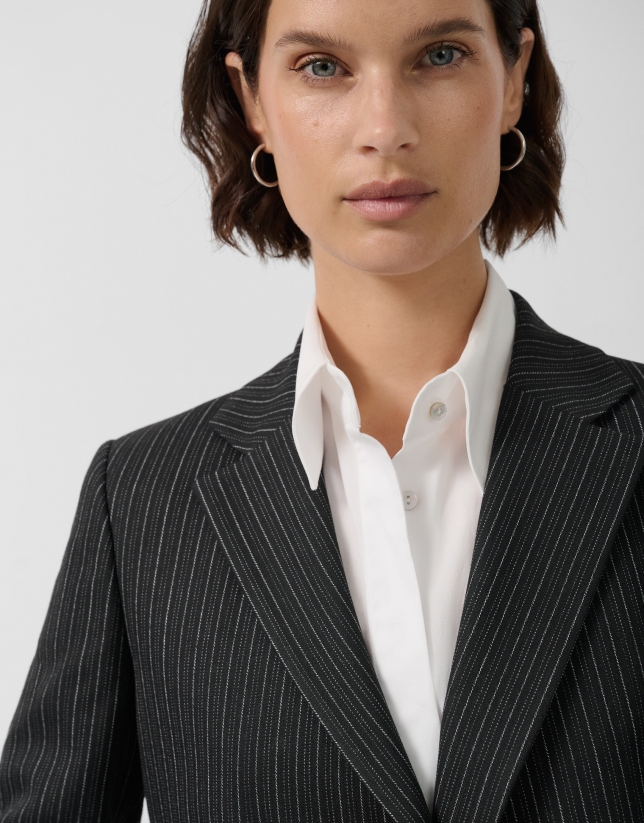 Blazer un botón raya diplomática negro