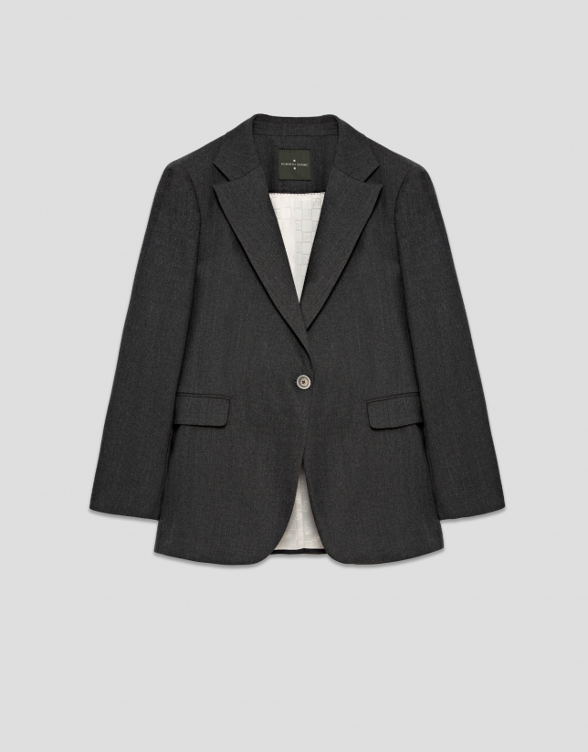 Blazer un botón gris melange