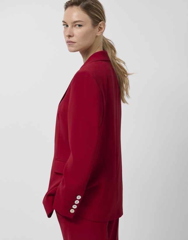 Blazer de un botón crepé rojo