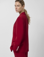 Red crepe one-button blazer
