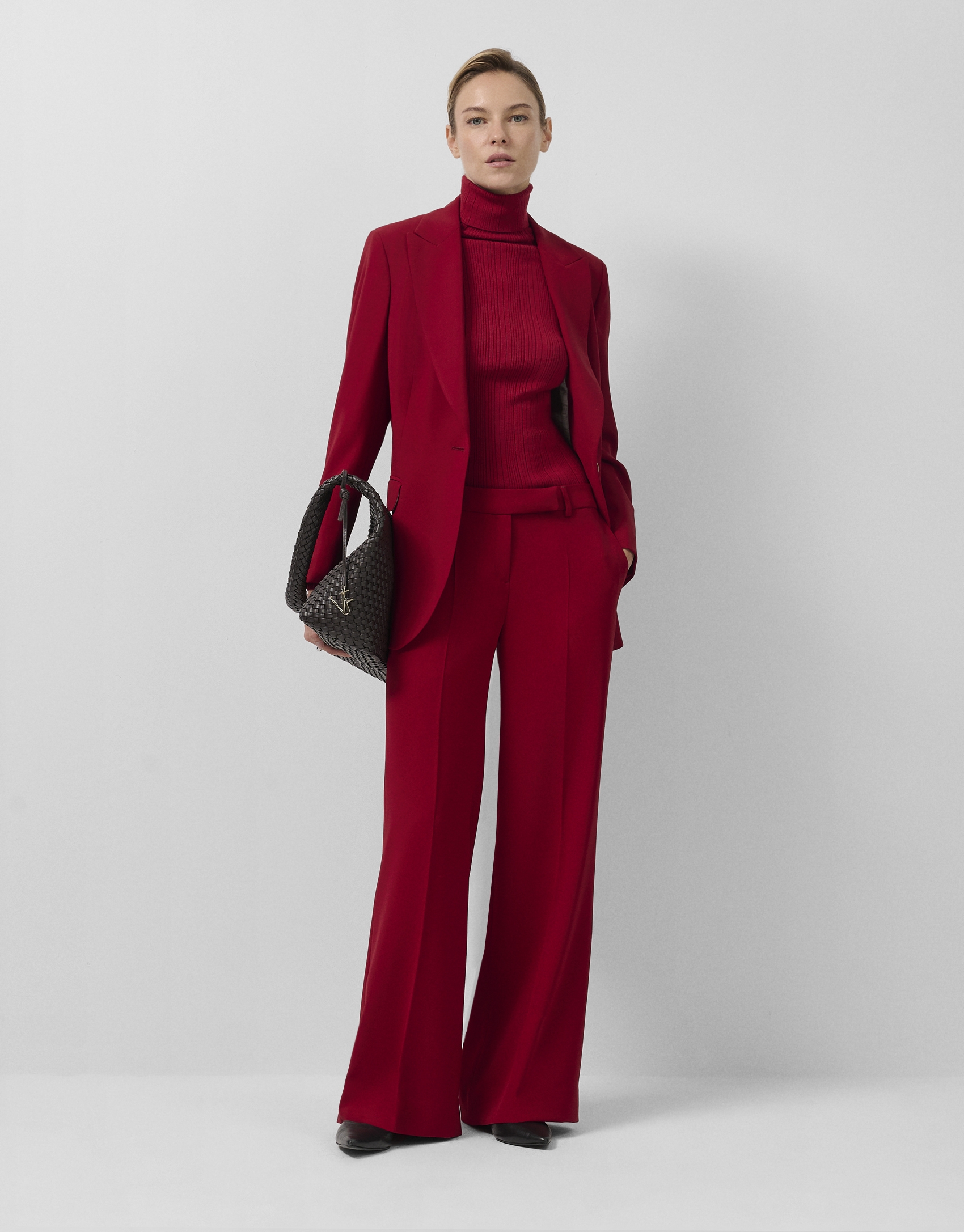 Blazer de un botón crepé rojo