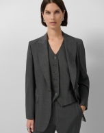 Blazer un botón cuadro gales gris medio