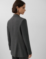 Blazer un botón cuadro gales gris medio