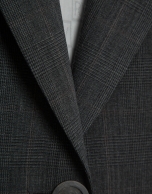 Medium gray one-button Welsh plaid blazer