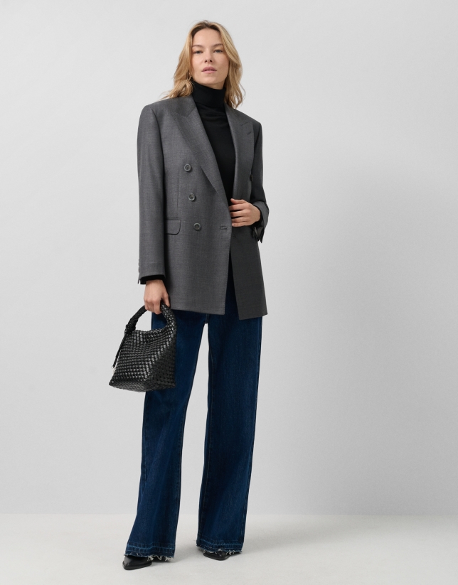 Double-breasted blazer in cool grey wool