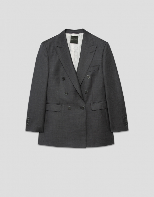 Double-breasted blazer in cool grey wool