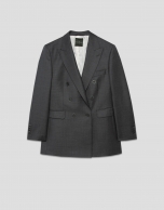 Double-breasted blazer in cool grey wool