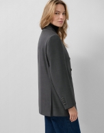 Americana cruzada en lana fría lana gris