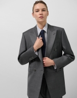 Americana cruzada en lana fría lana gris