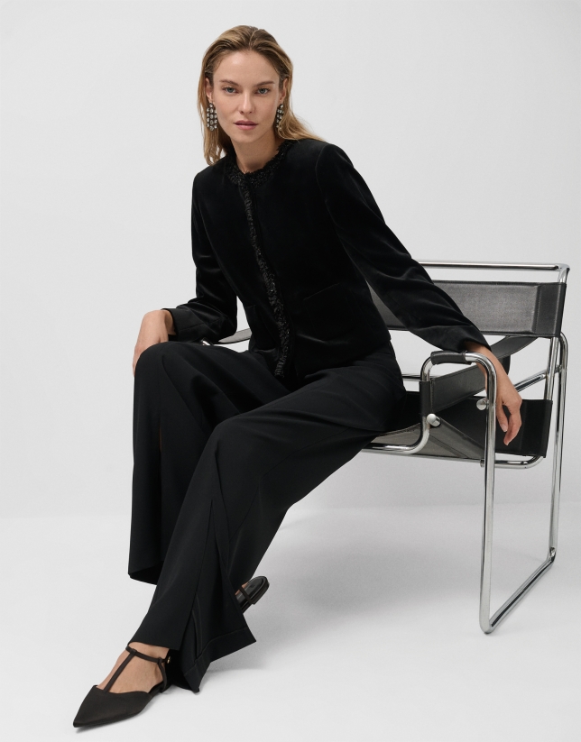 Short black velvet jacket