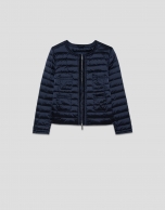 Chaqueta acolchada plumas cuatro bolsillos azul