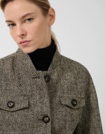 Cazadora tejido espiga negro y beige