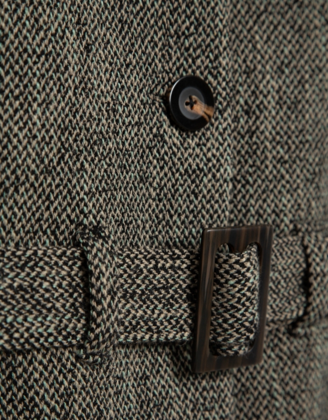 Cazadora tejido espiga negro y beige