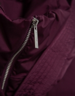 Aubergine short down jacket with hood