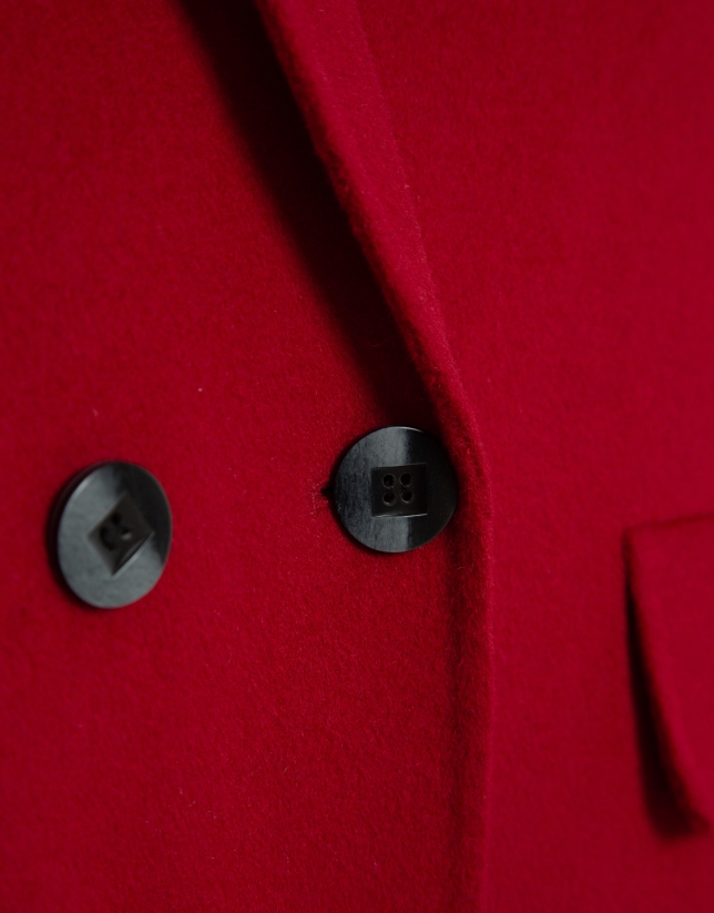 Abrigo corto tres cuartos doble faz rojo