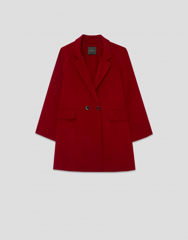 Red double-sided three-quarter length short coat