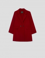 Red double-sided three-quarter length short coat