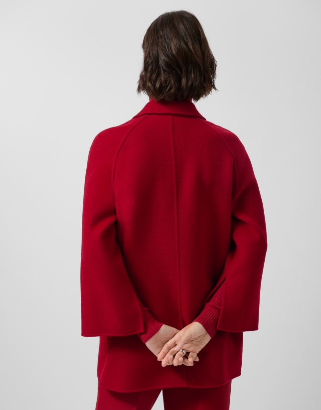 Red double-sided three-quarter length short coat