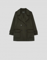 Green double-sided three-quarter-length double-breasted jacket