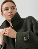 Green double-sided three-quarter-length double-breasted jacket
